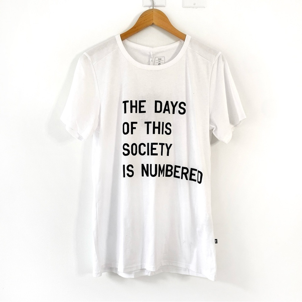 ON Cloud T-shirt Rirkrit Tiravanija cotton t-shirt THE DAYS OF THIS SOCIETY